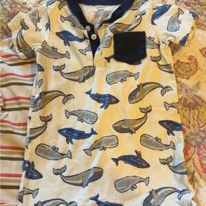 Whale Print Kids Shirt - Blue and White
